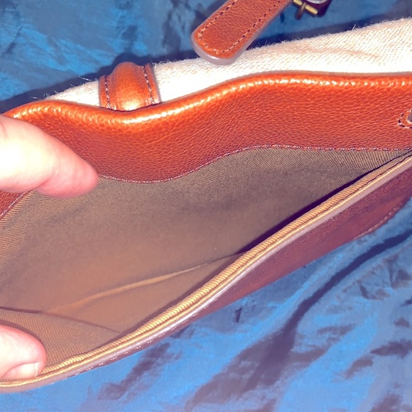 FOSSIL Canvas Leather Trim Flap Crossbody Shoulder Bag - Picture 8 of 11